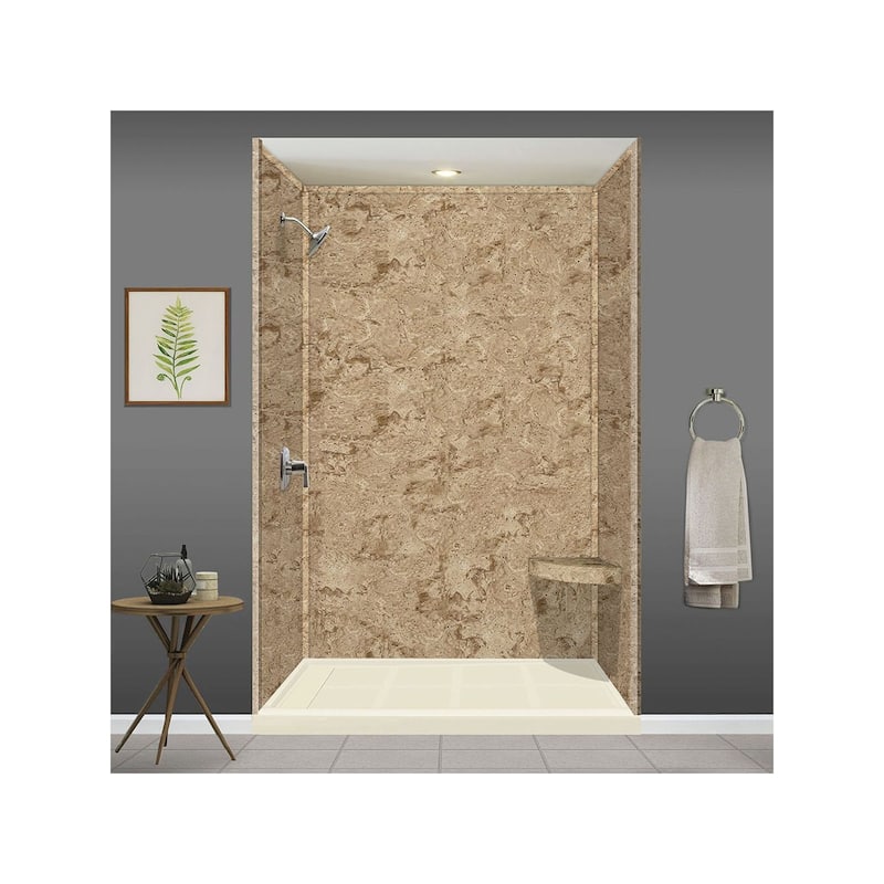 Transolid Studio 14-In X 14-In Solid Surface Wall-Mount Corner Shower Seat - 14.5" x 14.25" x 3"