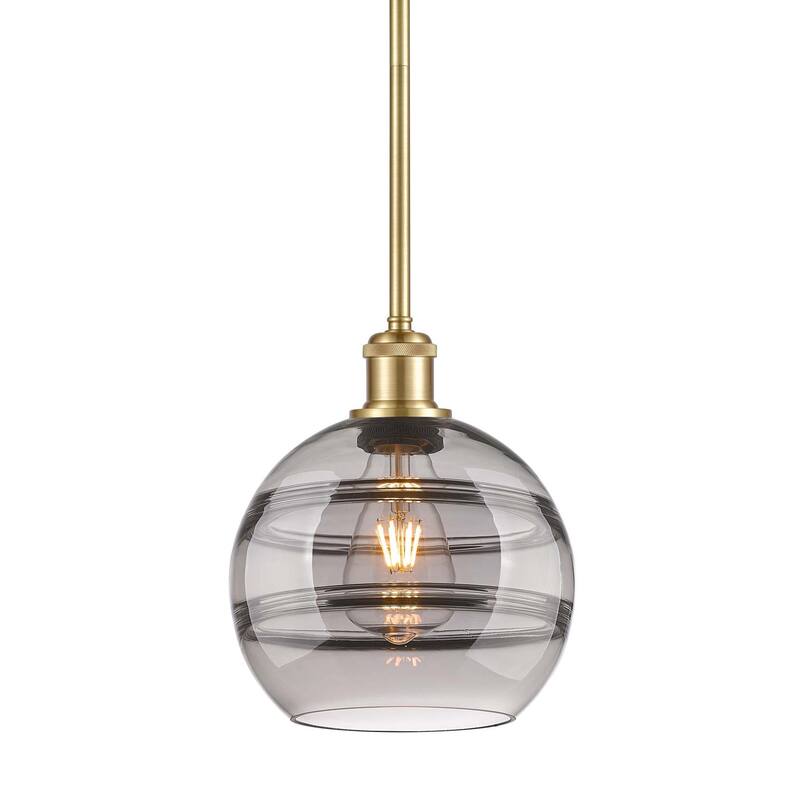 Innovations Lighting 516-1S-10-8 Rochester Pendant Rochester 8" Wide - Satin Gold / Light Smoke