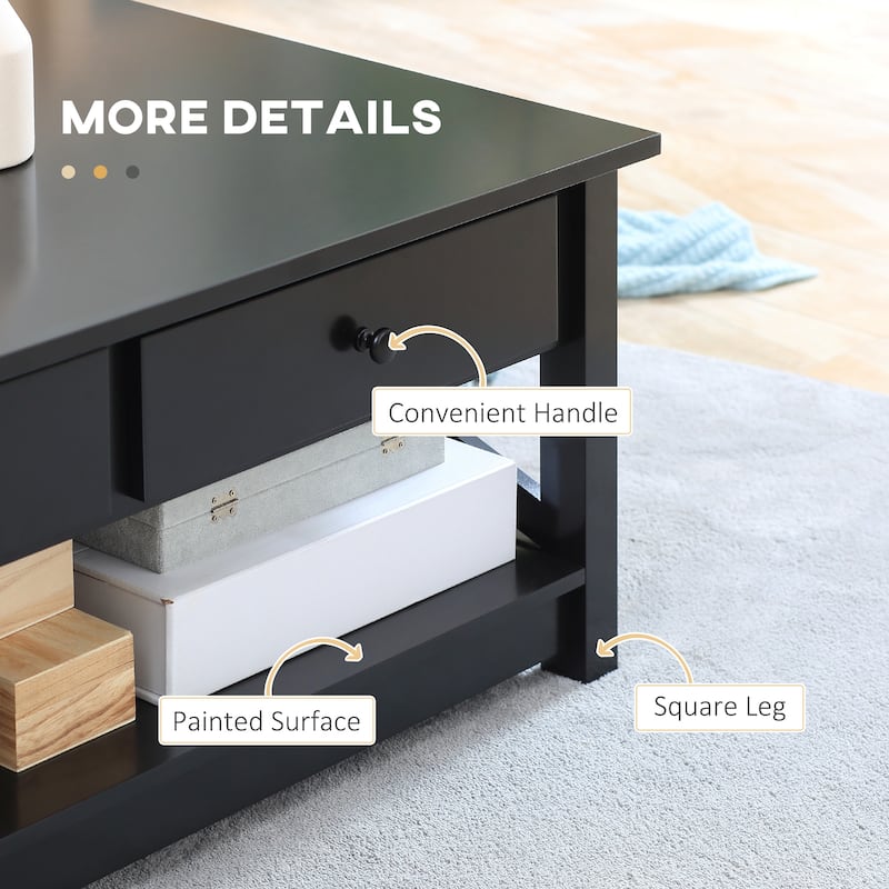 Coffee Table with Storage Drawers and Open Shelf