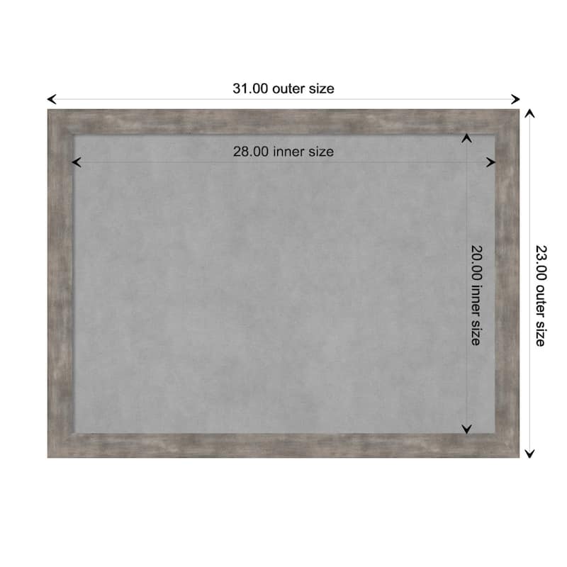 Amanti Art Marred Pewter Framed Magnetic Board - Board Size 28x20