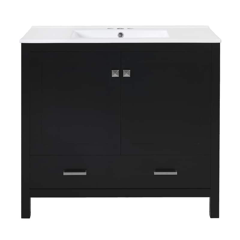 Modern Bathroom Vanity with Ceramic Sink and Abundant Storage Options