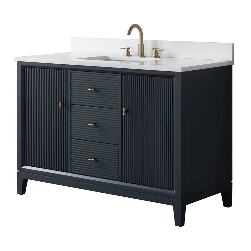 Vanity Art 48" Freestanding Bathroom Vanity with Engineered Marble Top and Sink