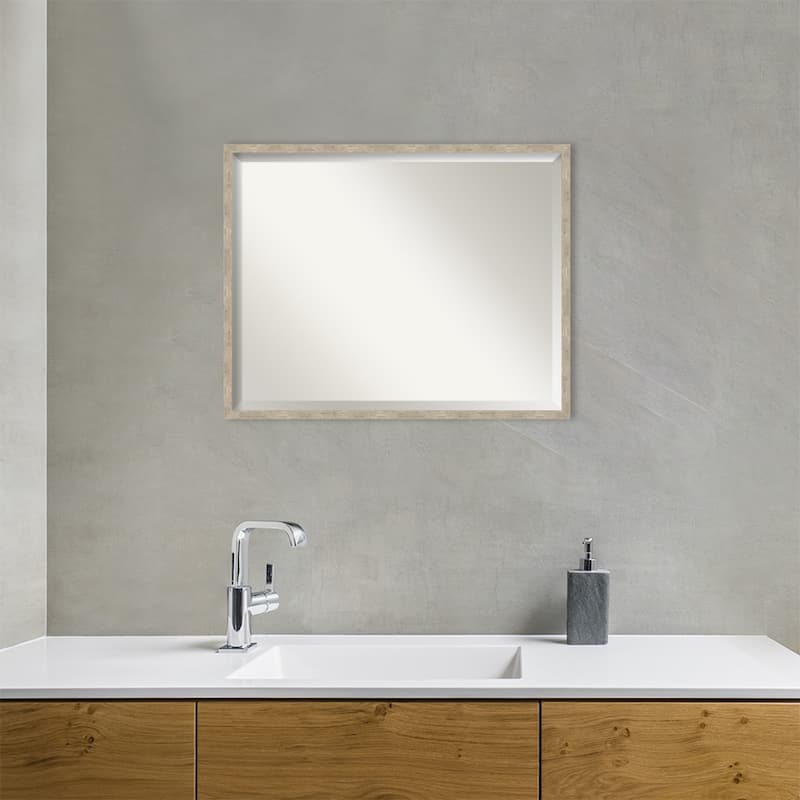 Imprint Beveled Wood Framed Bathroom Vanity Wall Mirror