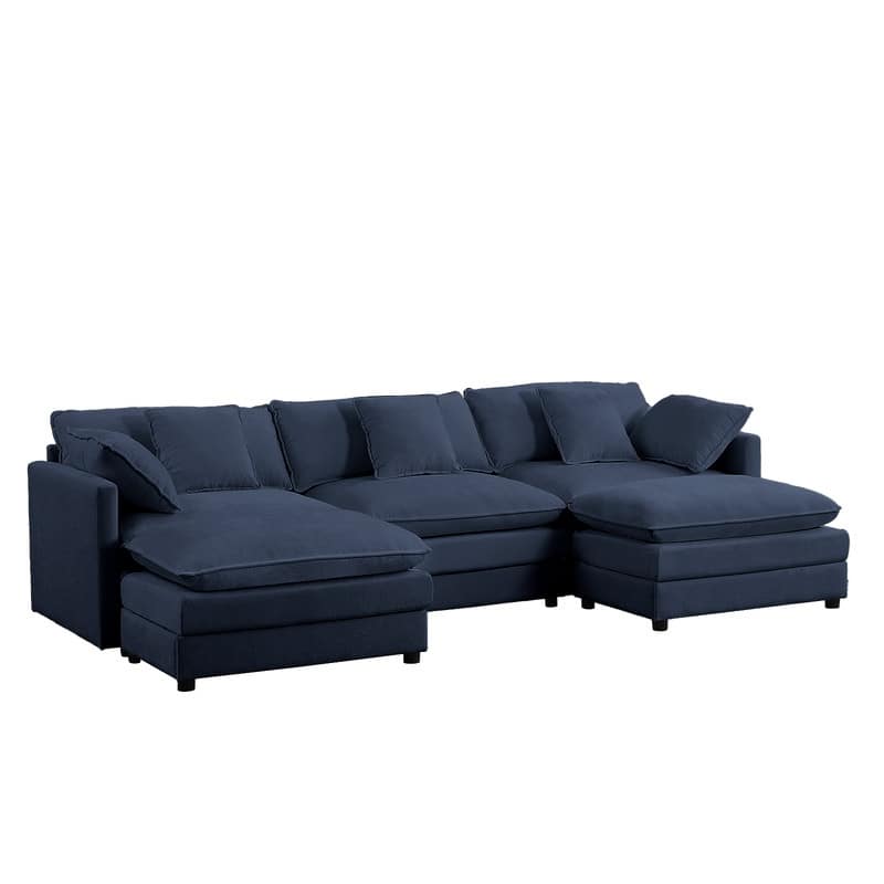 Mixoy 113''U-Shaped Modular Sectional Sofa, 5-Seat Cloud Couch with 2 Ottomans,Modern Chenille Sleeper Sofa,Deep Seat Couches