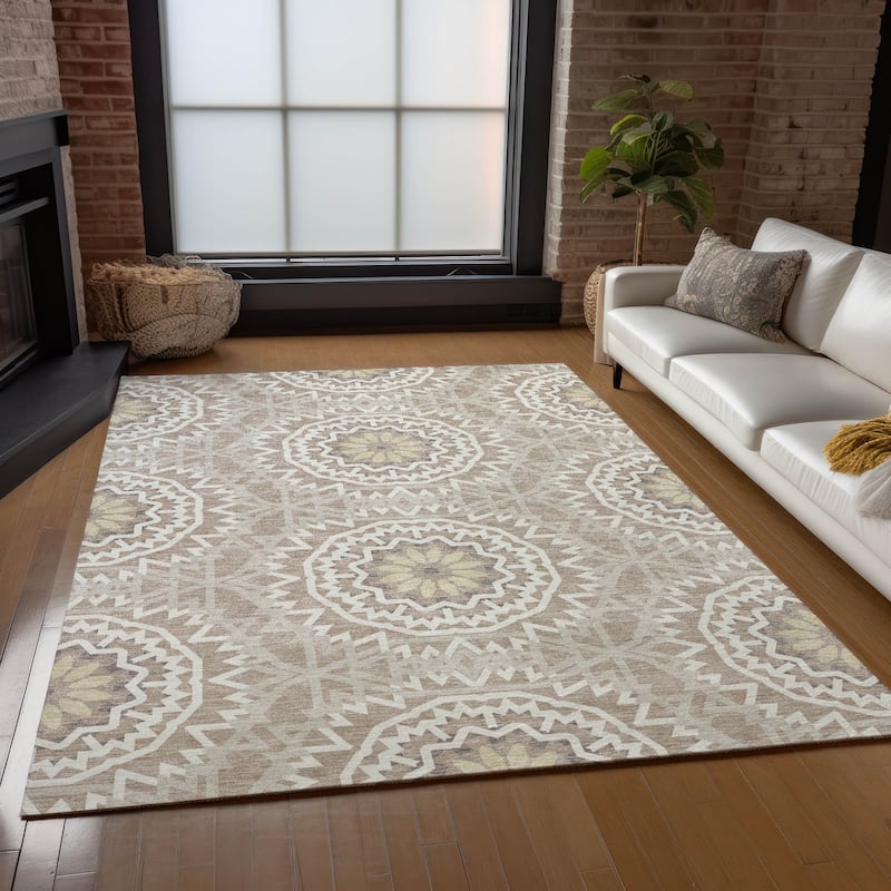 Machine Washable Indoor/ Outdoor Chantille Boho Global Rug