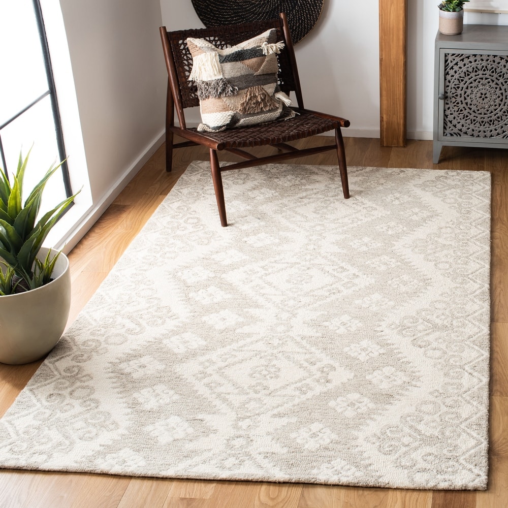 SAFAVIEH Handmade Snowflake Micro-loop Modern Wool Area Rug