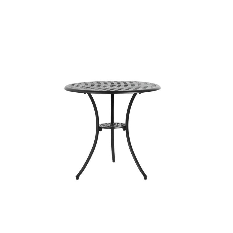 Outdoor 3-Piece Bistro Table and Chairs Set with Umbrella Hole, Patio Aluminum Chairs Set with Cushion & Round Table