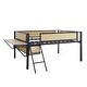preview thumbnail 17 of 69, Metal Loft Bed with Rectangular Desk, LED lights, Storage Shelves and Hanging Storage Compartments, Safety Guard and Ladder