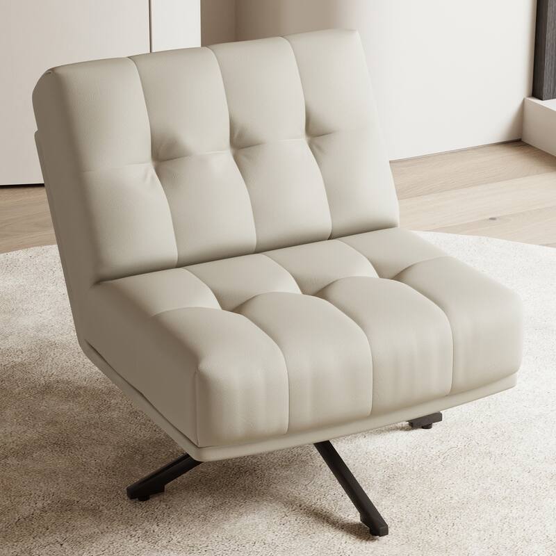 Leather 360-Degree Rotating Single Chair with Eco-Leather Upholstery - 27.55"Wx27.55"Dx34.64"H