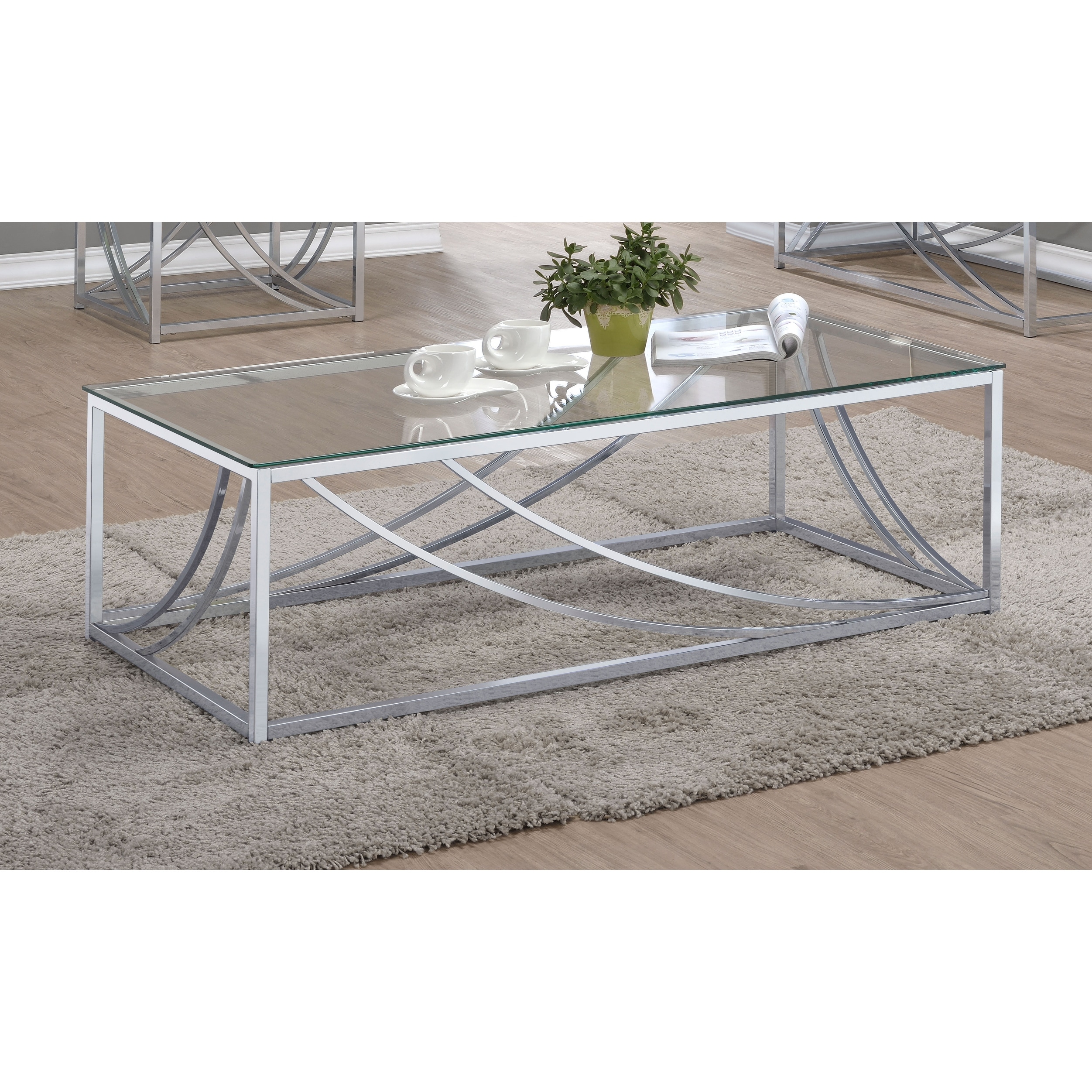Lille Rectangular Glass Top Coffee Table Chrome