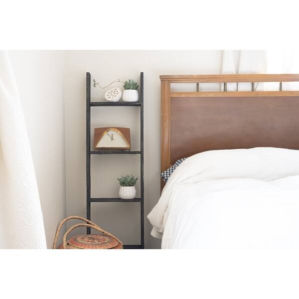 4 Step Rustic Black Wood Ladder Shelf 4 Step Rustic Black Wood Ladder Shelf