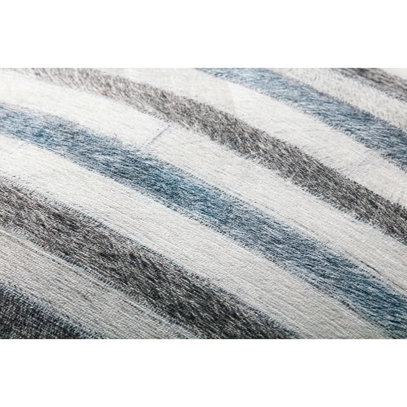 Alexander Home Bryce Faux Fur Striped Pouf