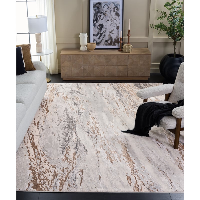 SAFAVIEH Aura Latinka Modern & Contemporary Rug - 7' x 10' Oval - Grey/Beige