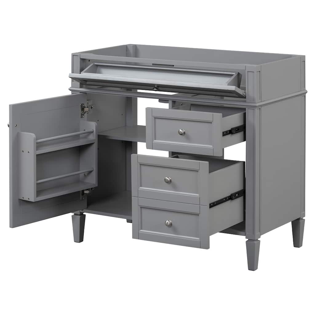 36''Bathroom Vanity Without Top Sink,Modern Bathroom Storage Cabinet With 2 Drawers And A Tip-Out Drawer,Solid Wood Frame