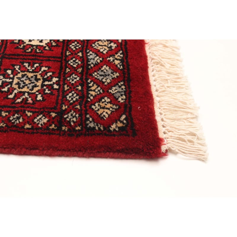 ECARPETGALLERY Hand-knotted Finest Peshawar Bokhara Red Wool Rug - 2'7 x 4'0