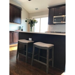 The Gray Barn Arbakka Grey 24-inch Saddle Bar Stools (Set of 2)