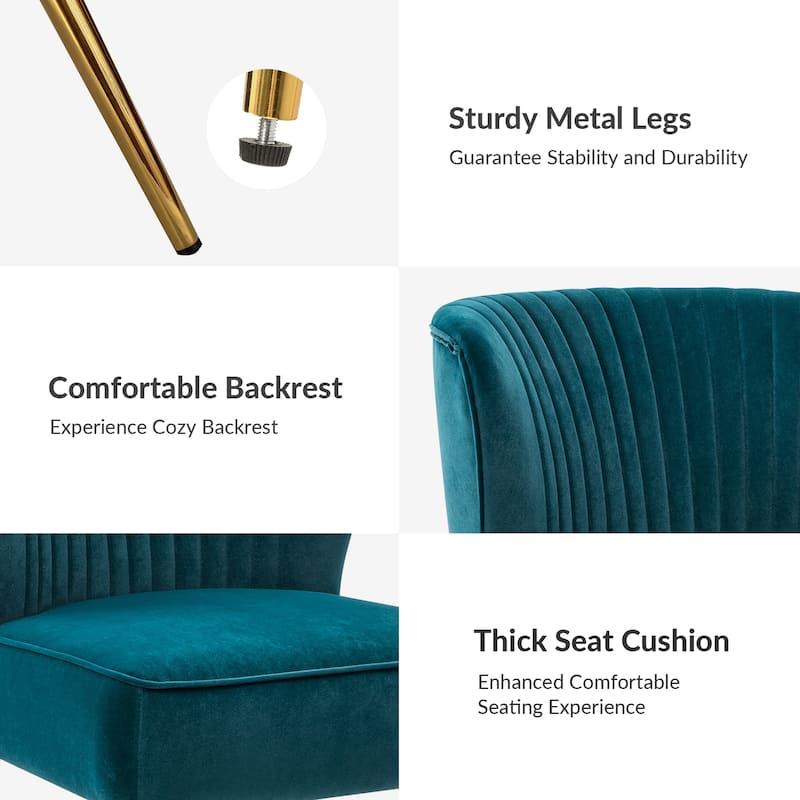Monica 22''W Upholstered Modern Tufted Accent Side Chair with Gold Legs by HULALA HOME