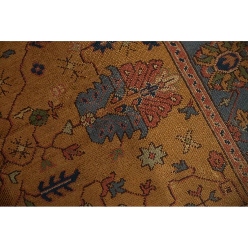 Hand Knotted Oriental 100% Wool Carpet Transitional Floral Oranges & Rust Oushak Area Rug - 8' 0'' X 6' 7''