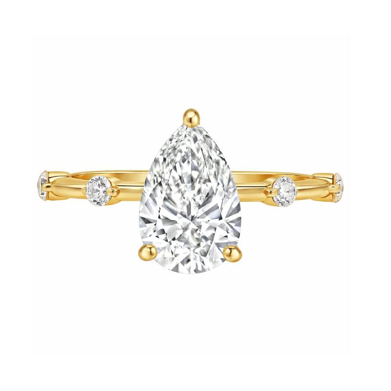 Auriya 14K Gold Tapered Pear Lab Grown Diamond Engagement Ring 1.12 - 5.28ct. tw. (F-G, VS)