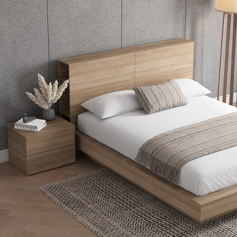 Marconi 3-Piece Platform Bed Set with Bed, Headboard, and Nightstand
