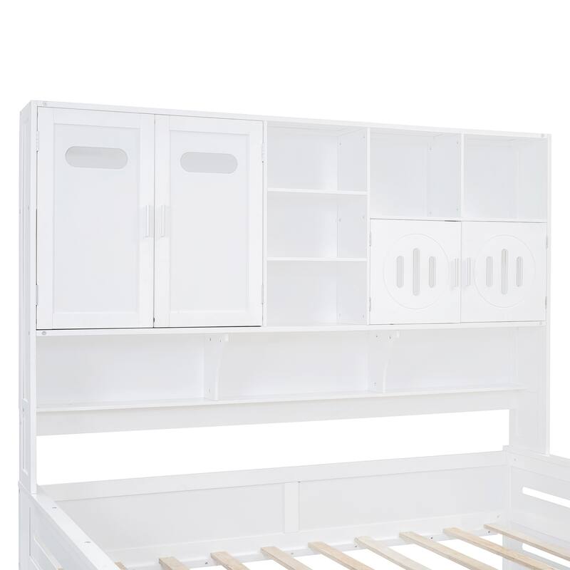 Twin Size Wooden Daybed with Two Drawers, All-in-One Cabinet, and Shelf