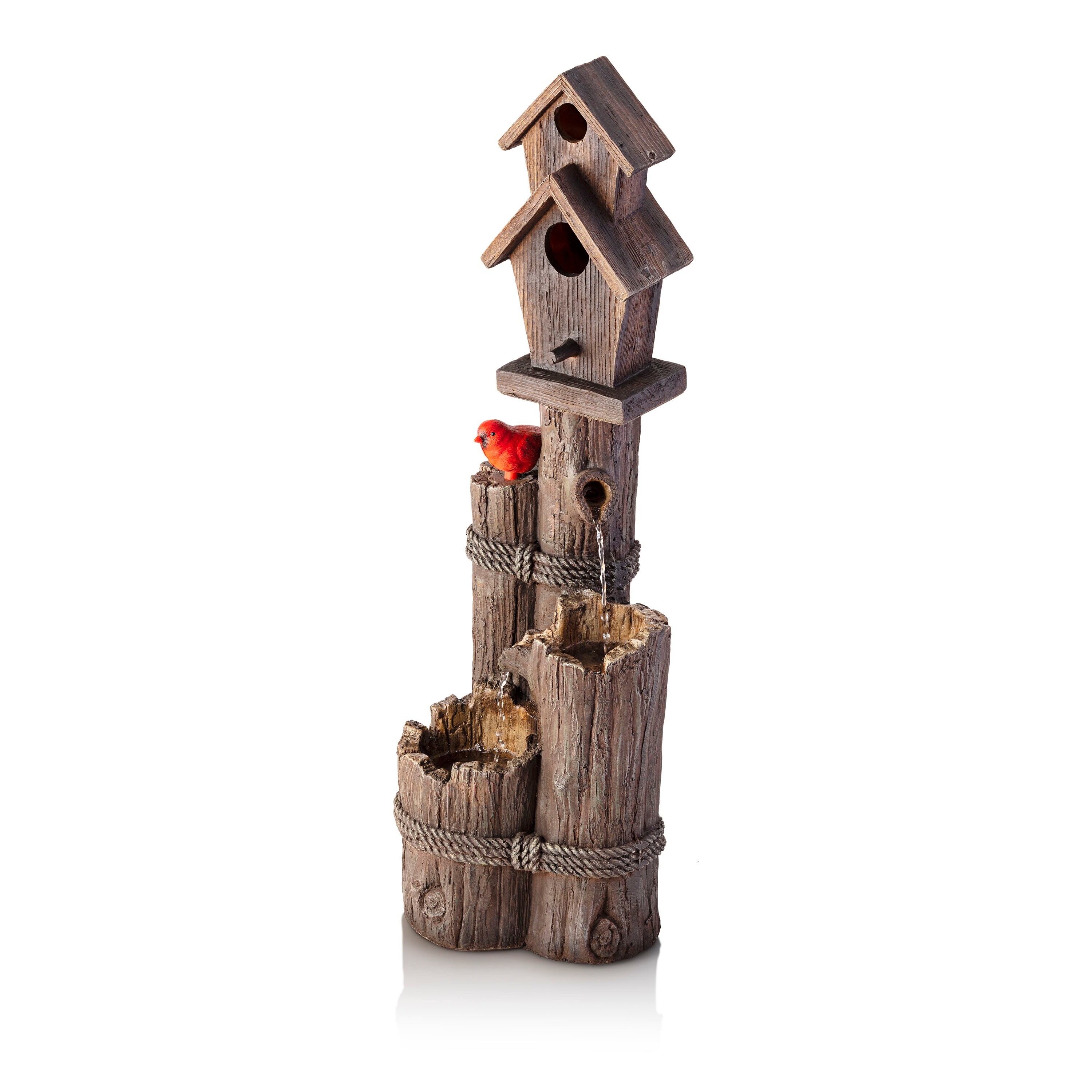 Alpine 3 Tiered Birdhouse with Cardinal Outdoor Fountain WCT1002