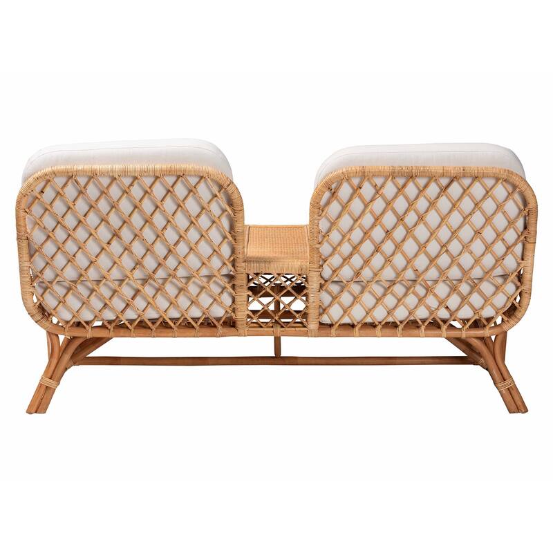 Pakis Bohemian Light Honey Rattan Tete-a-Tete Sofa