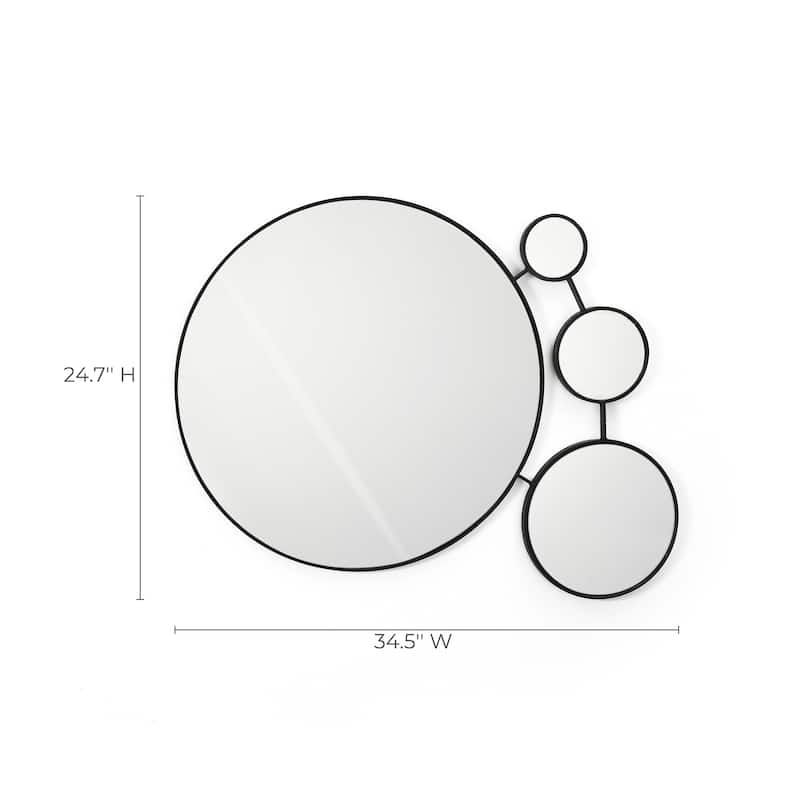 Circles Black Metal Frame Round Wall Mirror - 24.7" H x 34.5" W x 0.59" D
