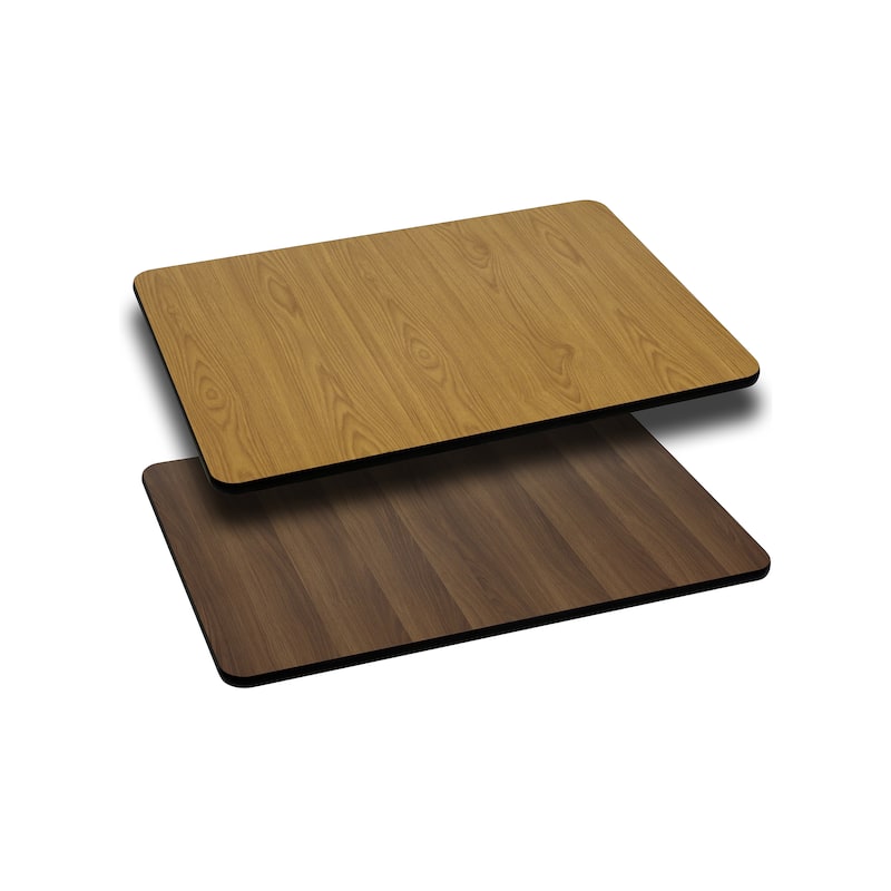 24'' x 30'' Rectangular Table Top with Reversible Laminate Top - 30"D x 24"W x 1.125"H - Natural/Walnut