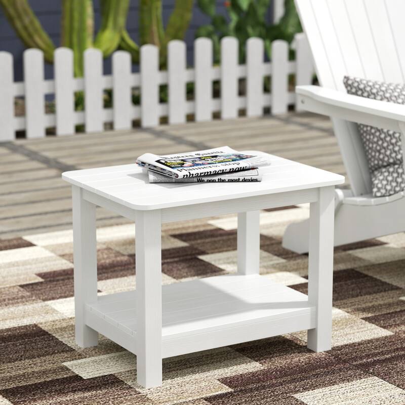 Vineyard HIPS Eco-Friendly Outdoor Modern Square All Weather Side Table - White