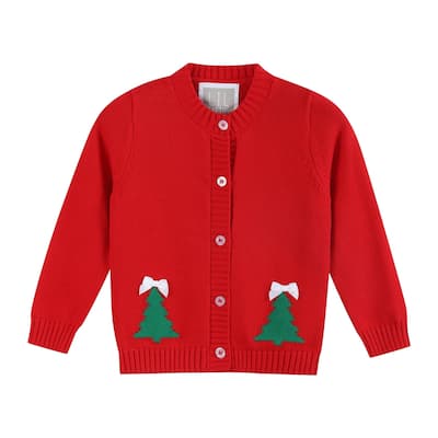 Lil Cactus Red Christmas Tree Knit Cardigan
