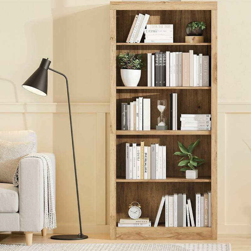 71 in 5 Tiers Tall Bookcase, Floor Standing Display Shelves for Bedroom - N/A