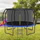 preview thumbnail 1 of 5, 12FT Outdoor Big Trampoline with Inner Safety Enclosure Net, Ladder and PVC Spring Cover Padding Black+Blue - Kids