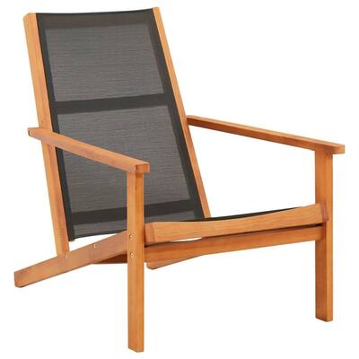 Patio Lounge Chair Black Solid Eucalyptus Wood and Textilene