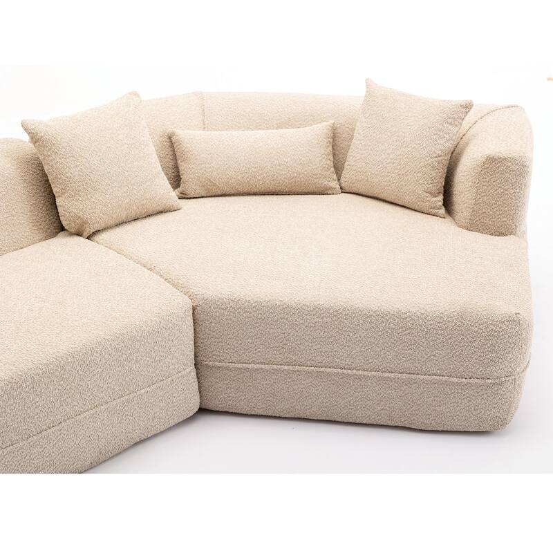 Boucle Fabric Free Combination Modular Reversible Sofa Set