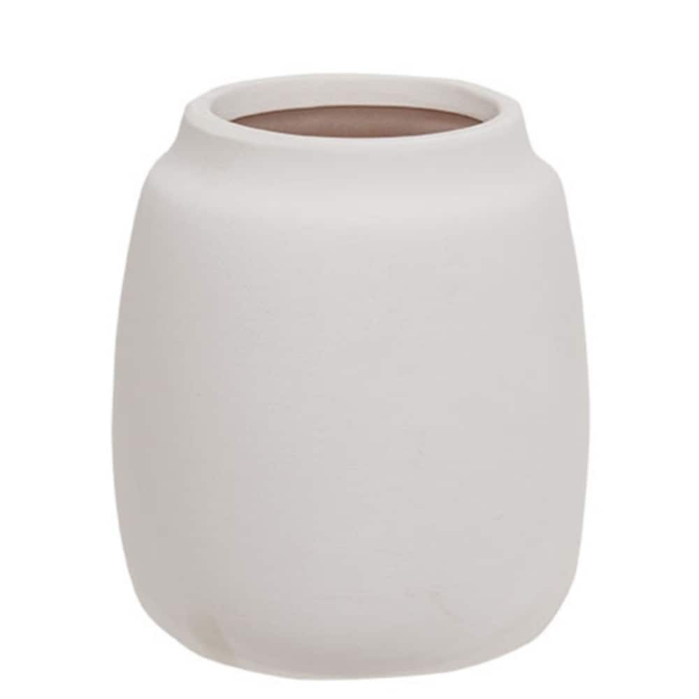 Modern White Ceramic Wide Vase for Floral Arrangements