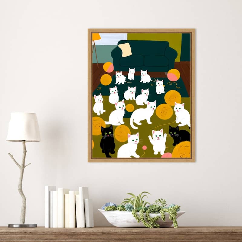 Cats a Wool by Uma Gokhale Framed Canvas Wall Art