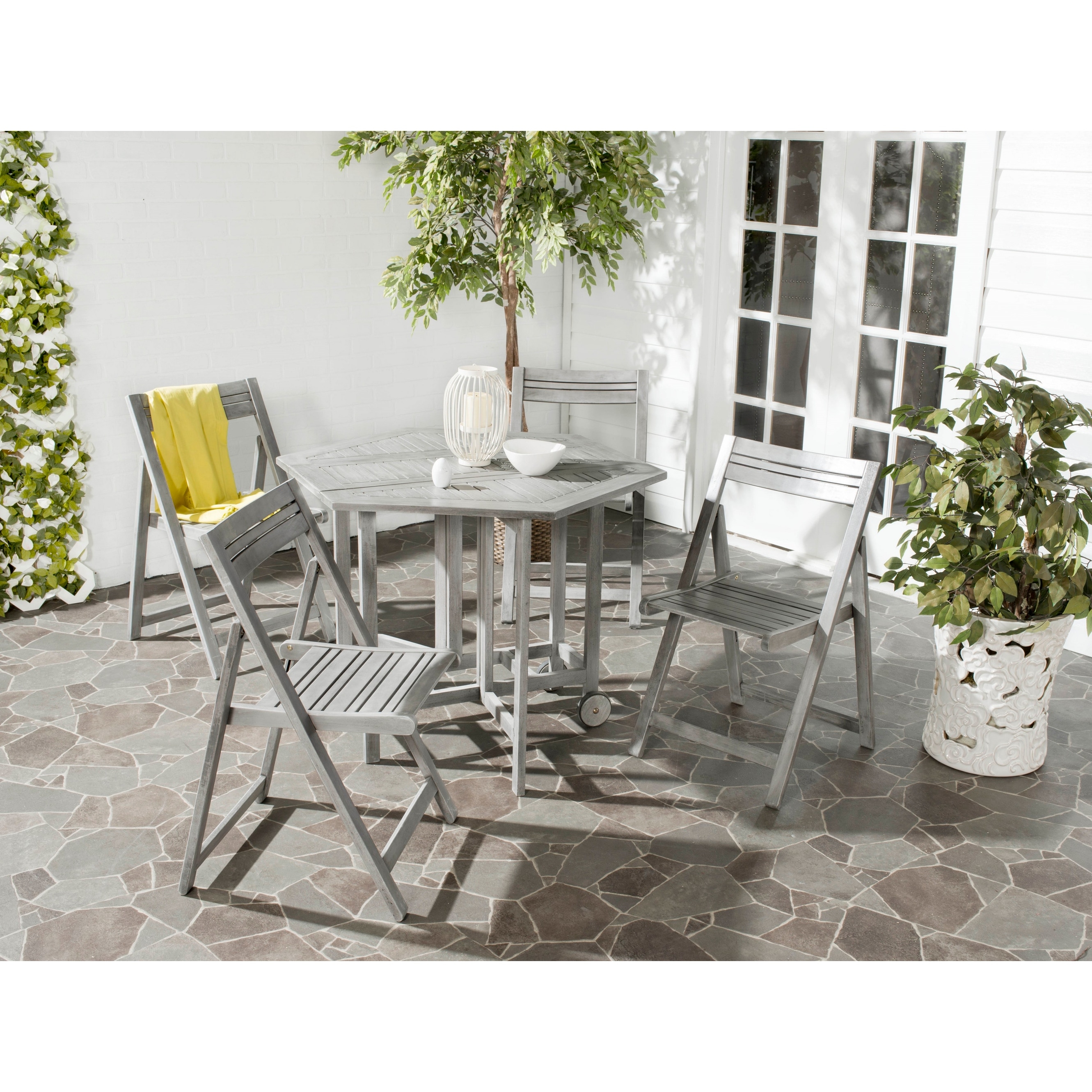 Shop Safavieh Kerman Grey Wash Acacia Wood 5 Piece Outdoor Dining