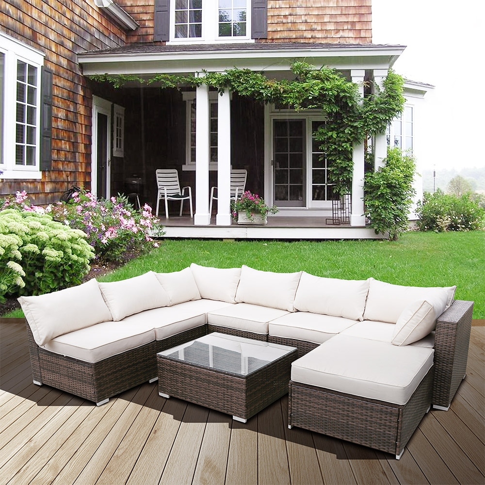 Rattan Sofa Set Couch Steel Frame Living Room Balcony Outdoor Garden Cushion - Puce Rattan Sofa Set Couch Steel Frame Living Room Balcony Outdoor Garden Cushion - Puce