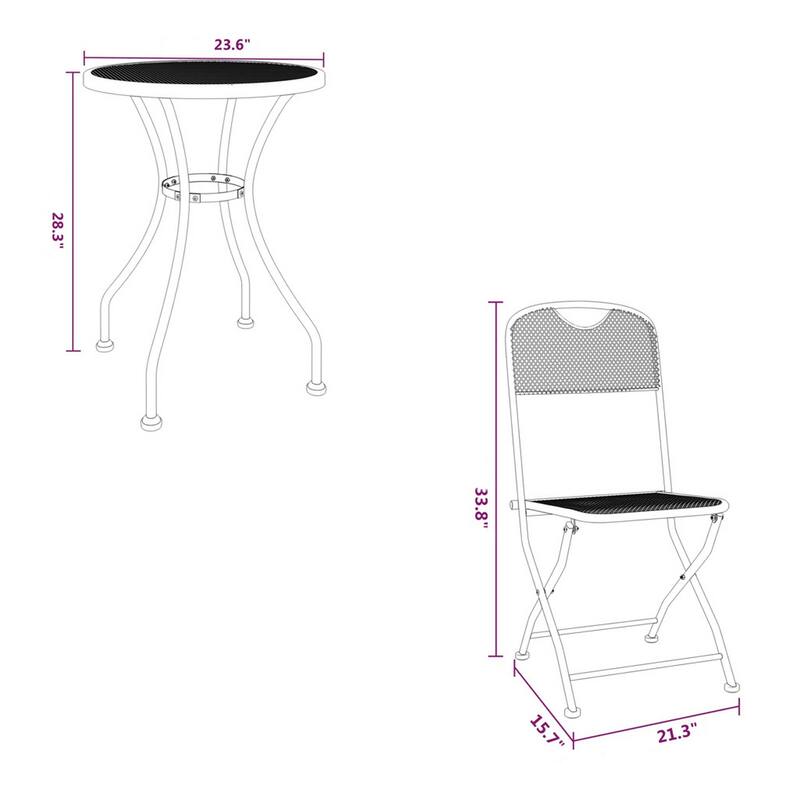 Yoko 5pc Outdoor Breakfast Dining Bistro Set, Gray, Folding Metal