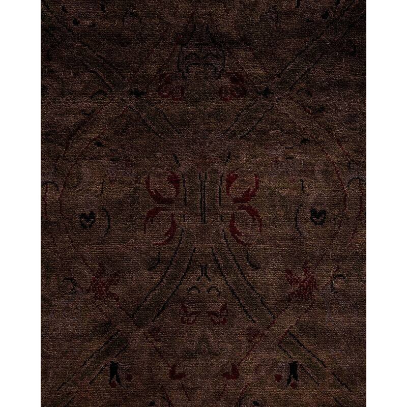 Overton Hand Knotted Wool Vintage Inspired Modern Contemporary Overdyed Brown Runner Rug - 2' 6" x 10' 8"