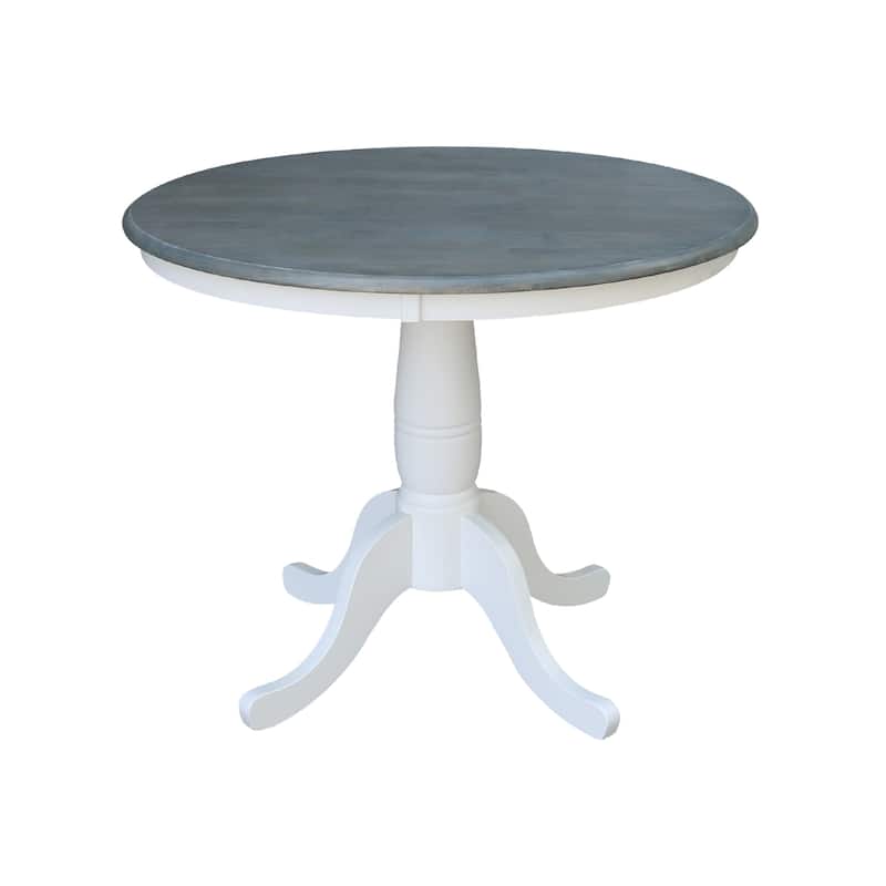 International Concepts Solid Wood 36" Round Pedestal Dining Table with 4 Madrid Ladderback Chairs