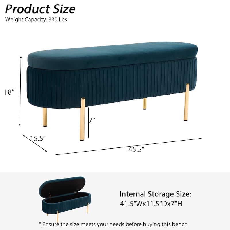 Velvet Storage Bench for Bedroom