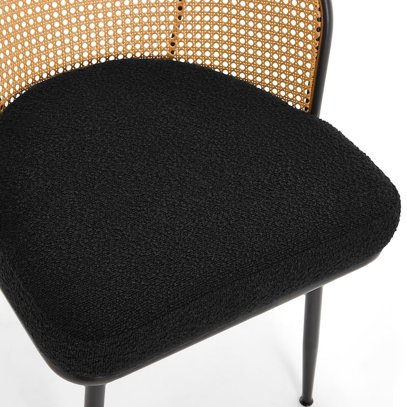Upholstered Rattan Dining Chairs with Metal Legs Set of 2/4 - 29.92"H x 20.5"W x 23.03"D