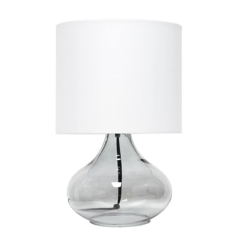 Glass Table Lamp with Drum Shade - 13.75" - Smokey Gray and White