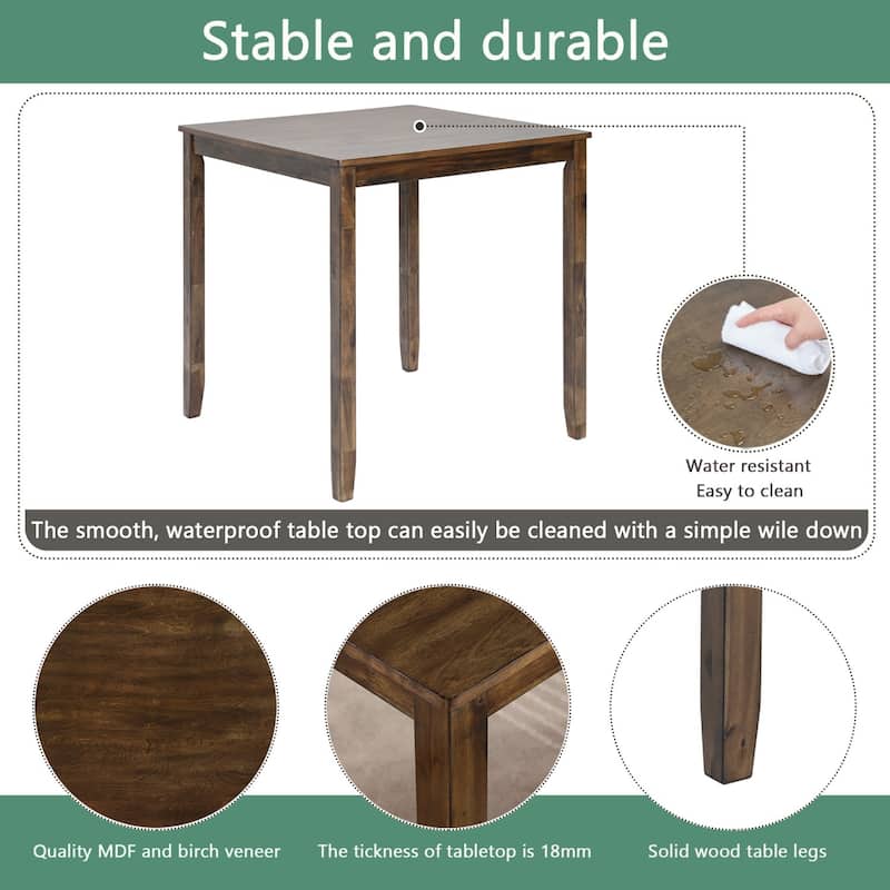 5-Piece Dining Set, 34.5" Wooden Counter Height Dining Table with 4 Chairs