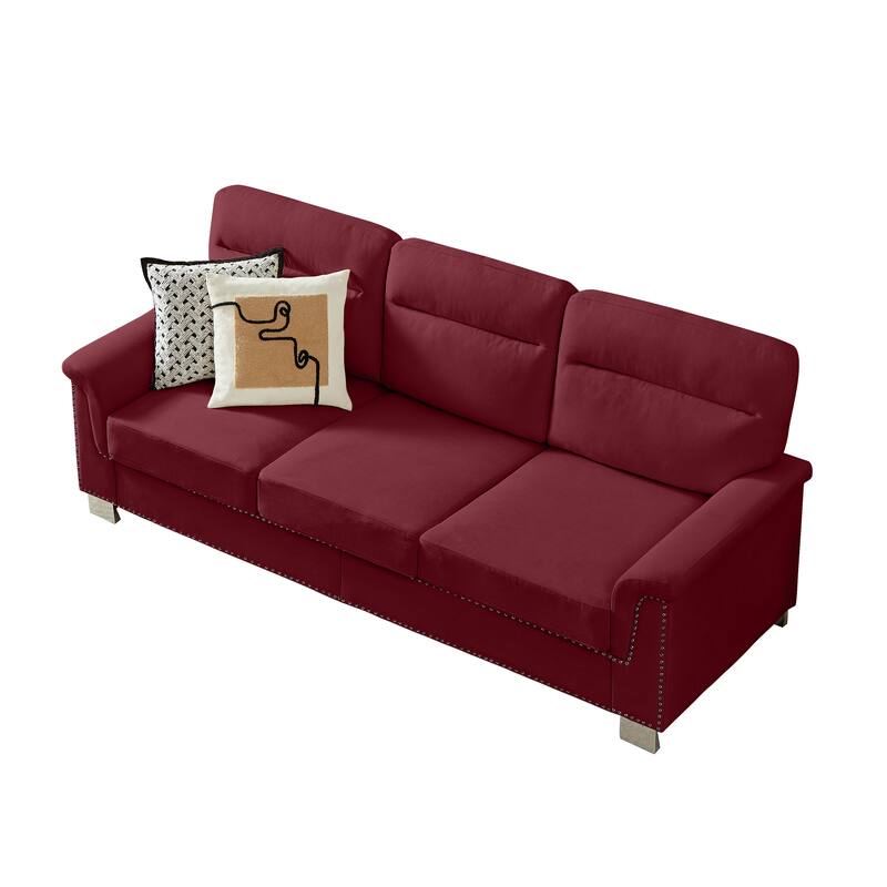 GDFStudio - Modern Snowfleece 3-Seater 82" Sofa with Rolled Arms