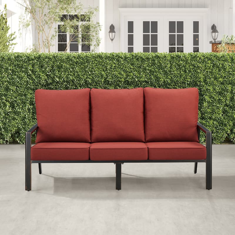 Black Aluminum Deep Seating Deep Seating Sofa with Cushions