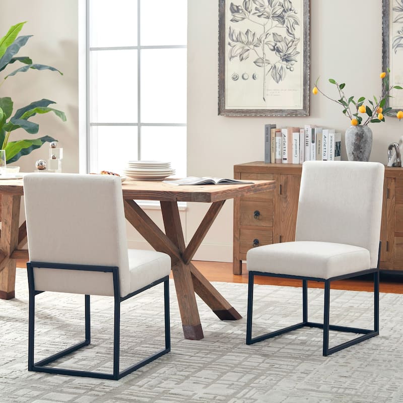 Mid Century Modern Dining Chair with Black Metal Legs