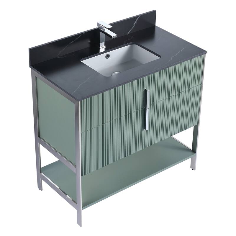 Fine Fixtures Serenity Modern Bathroom Vanity with Black Sintered Stone Top